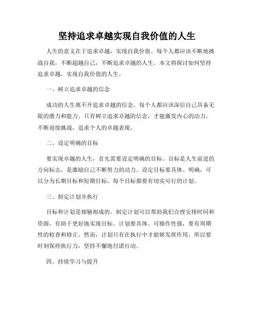 坚持追求卓越实现自我价值的人生