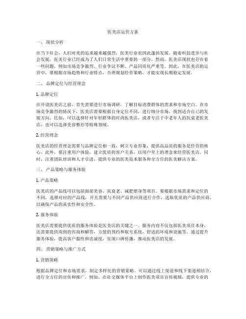 医美店运营方案