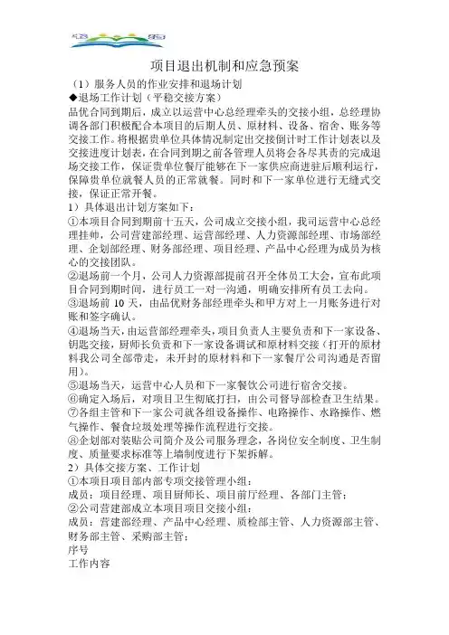 项目退出机制和应急预案.doc