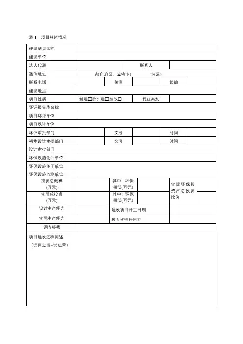 生态类建设项目竣工环保验收调查报告格式
