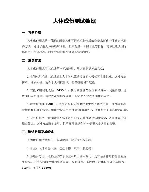 人体成分测试数据