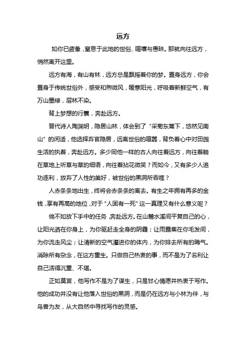 高二作文：远方作文800字