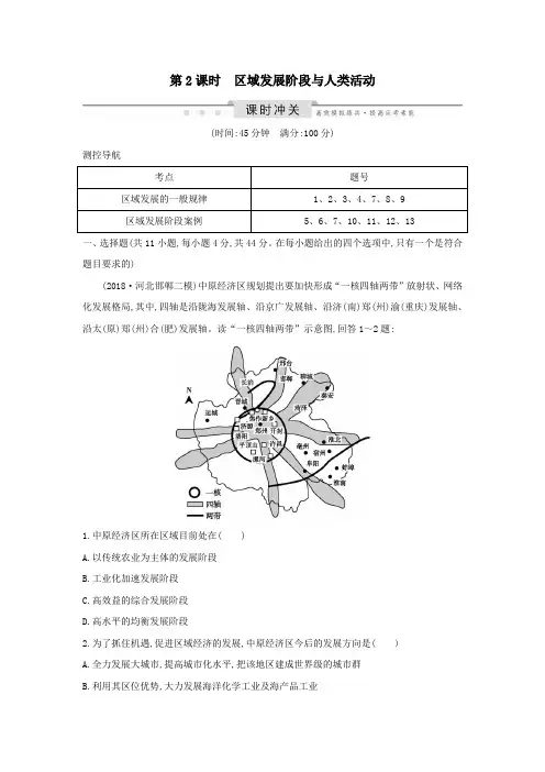 2020版高考地理一轮复习第九单元区域地理环境与人类活动第2课时区域发展阶段与人类活动课时冲关(含解析
