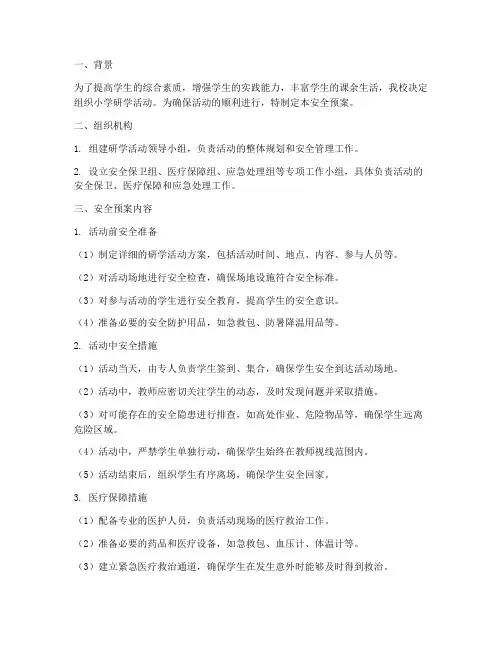 小学研学活动安全预案