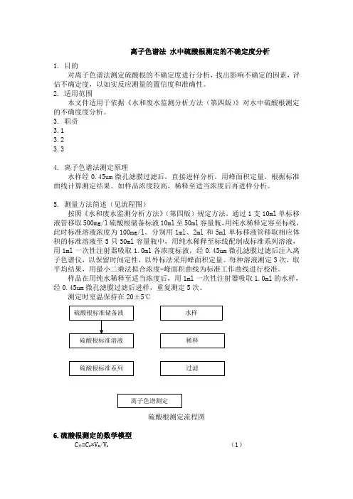 离子色谱法 水中硫酸根测定 不确定度分析