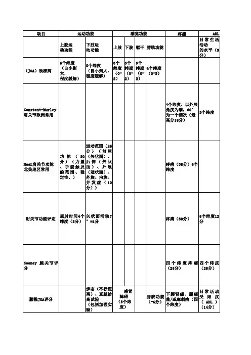 骨科常用量表整理