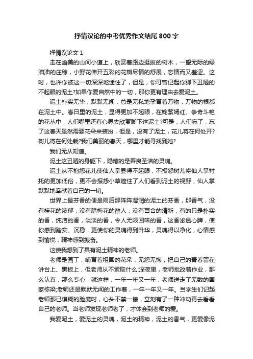 抒情议论的中考优秀作文结尾800字