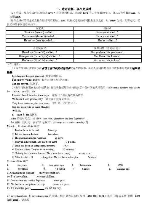 英语现在完成时精讲精练