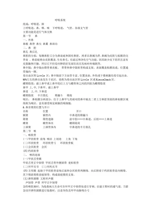 系统解剖学 呼吸系统