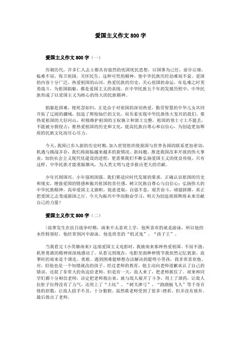 爱国主义作文800字