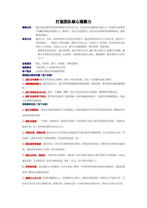 团队凝聚力训练课程简介