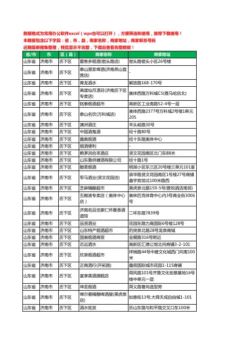 2020新版山东省济南市历下区烟酒工商企业公司商家名录名单黄页联系电话号码地址大全565家