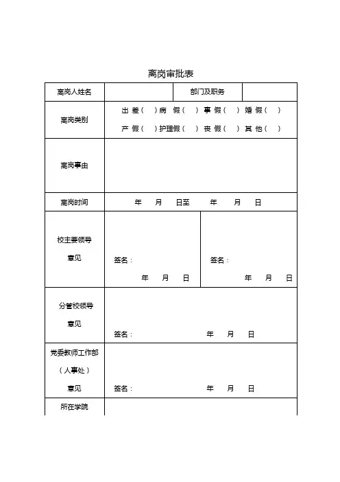 离岗审批表