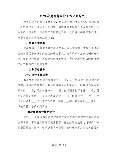 2024年度内部审计工作计划范文（六篇）