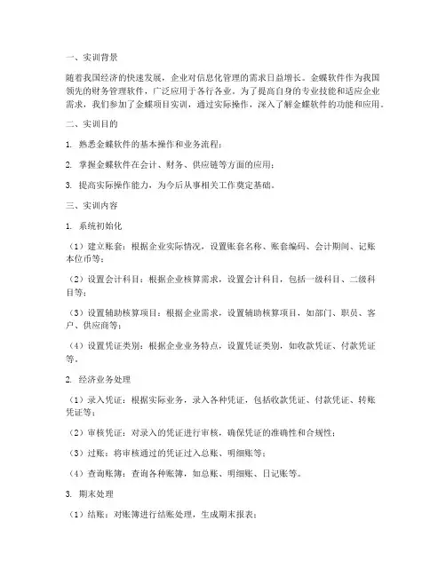 金蝶项目实训报告
