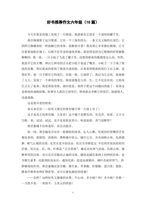 好书推荐作文六年级(10篇)