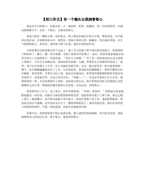 【初三作文】有一个镜头让我刻骨铭心