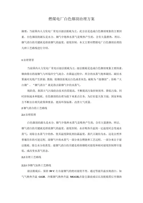 燃煤电厂白色烟羽治理方案