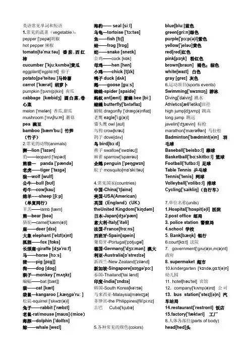 初中英语常见单词和短语