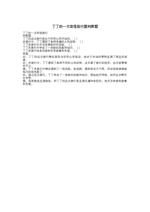 丁丁的一次奇怪旅行题判断题