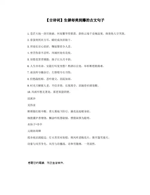 【古诗词】生僻却美到爆的古文句子