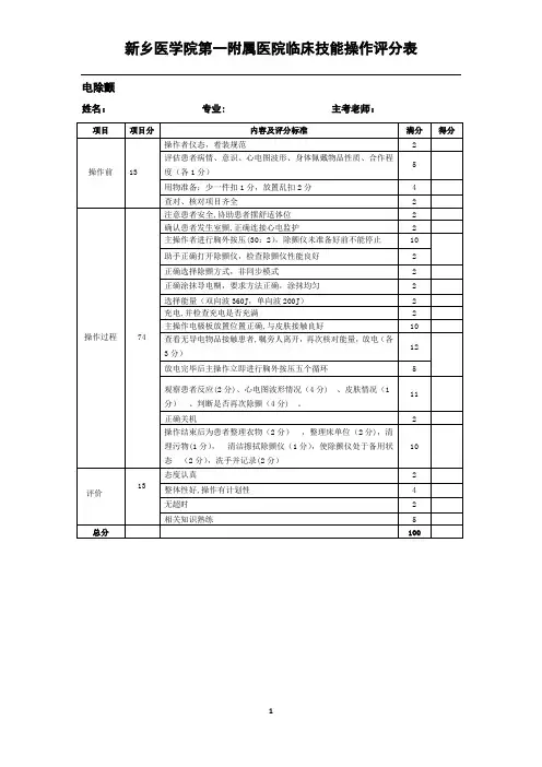电除颤评分表