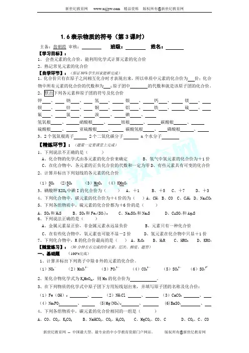 1.6表示物质的符号(第3课时)