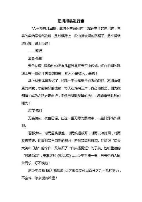 初二作文：把什么装进行囊作文600字