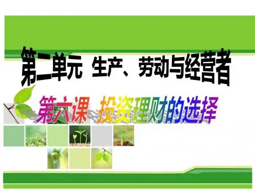 投资理财的选择培训课程(ppt 52页)