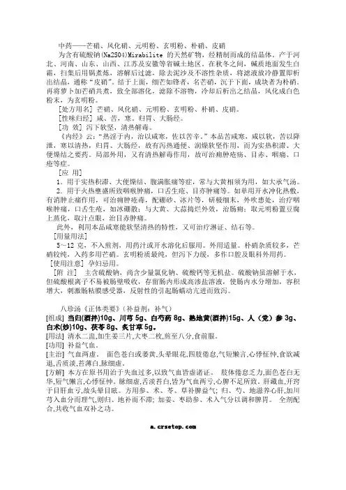 芒硝、朴硝、皮硝