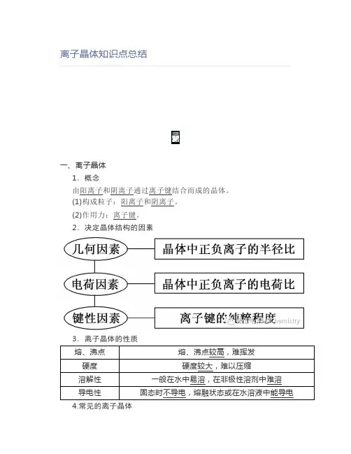 高中化学离子晶体知识点总结