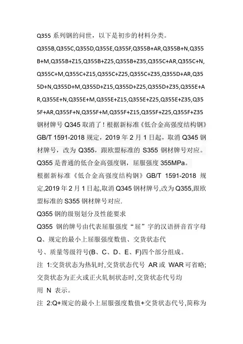 完整word版,Q355系列钢执行最新GBT1591-2018