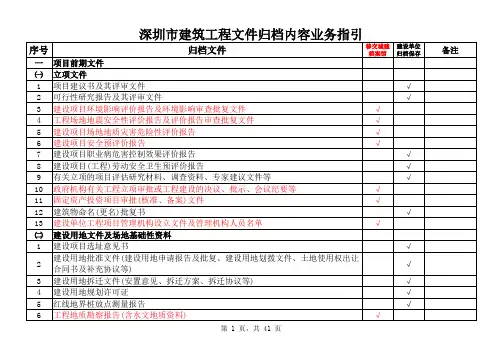 版深圳市档案馆归档资料目录
