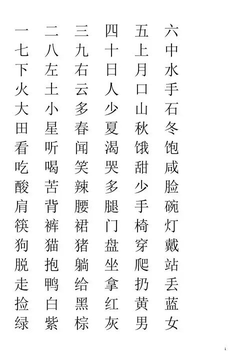 学龄前儿童必识字
