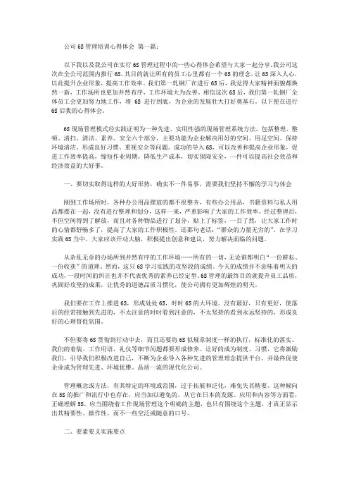 公司6S管理培训心得体会(5篇)