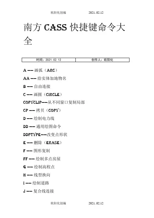 南方cass快捷键命令大全-南方csaa快捷命令之欧阳化创编