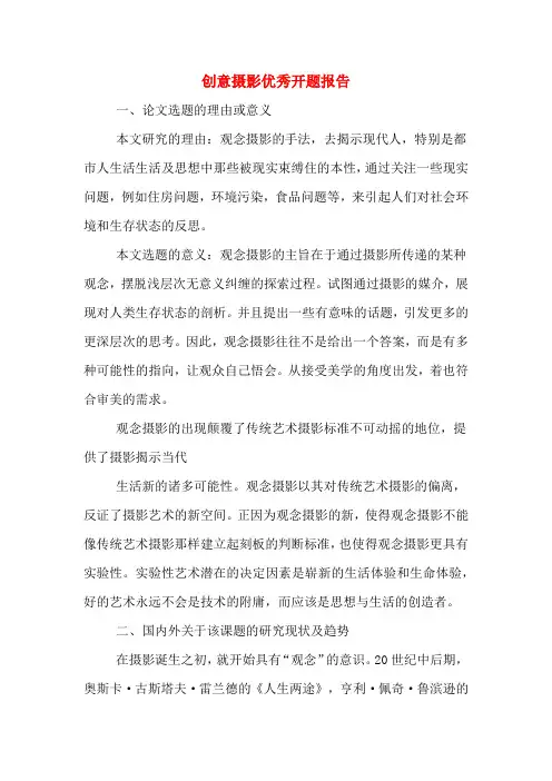2020年创意摄影优秀开题报告