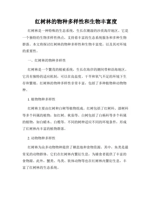 红树林的物种多样性和生物丰富度