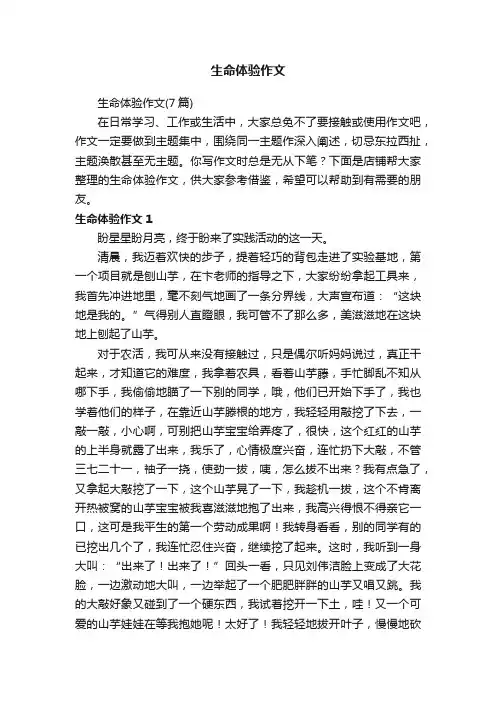 生命体验作文