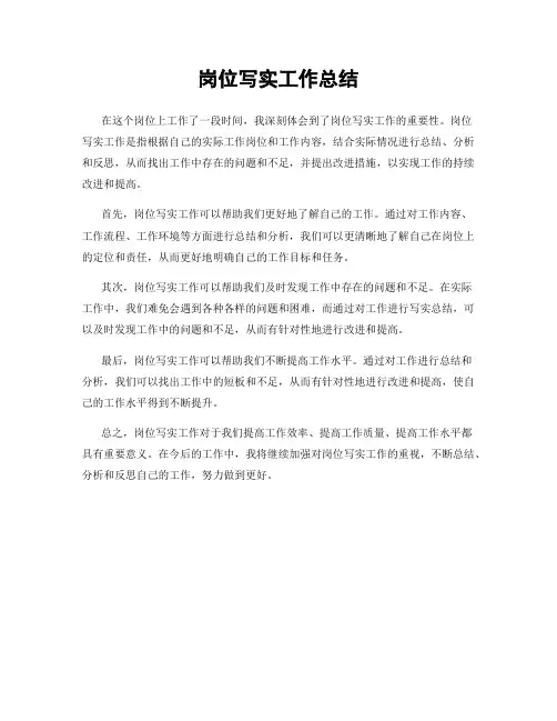 岗位写实工作总结