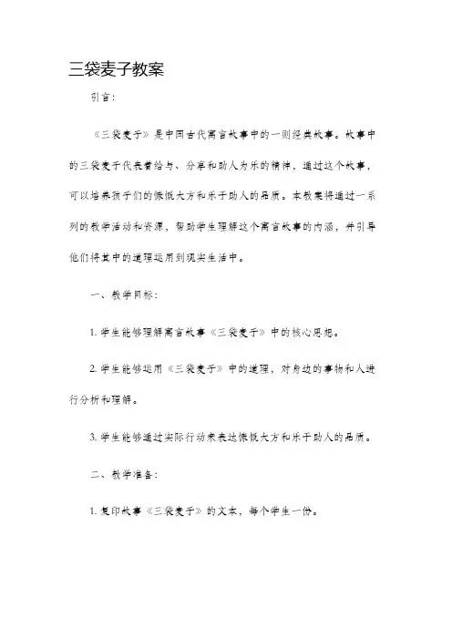三袋麦子教案
