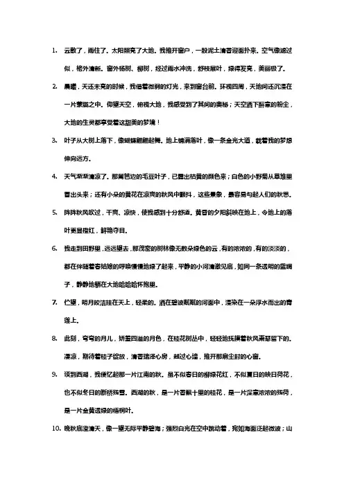 写景抒情的摘抄片段