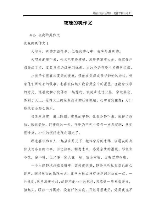 夜晚的美作文