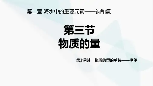 物质的量高一上学期化学人教版(2019)必修第一册