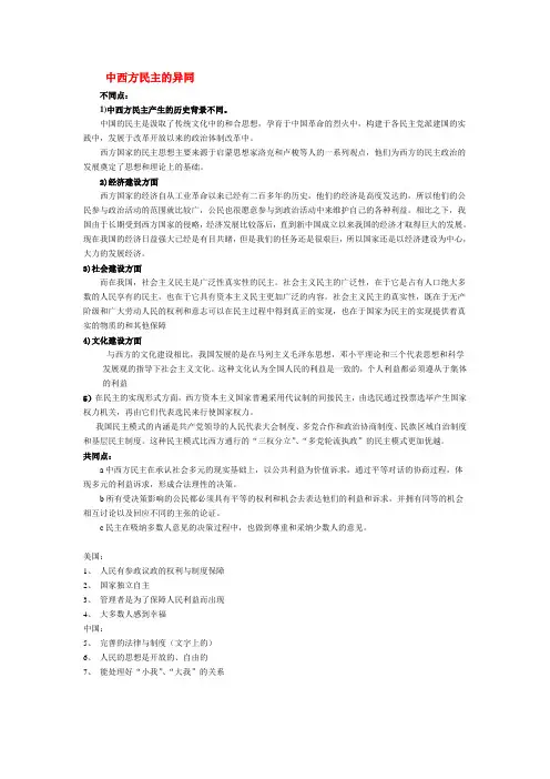 中西民主的区别