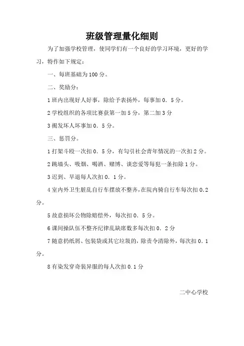 班级量化细则