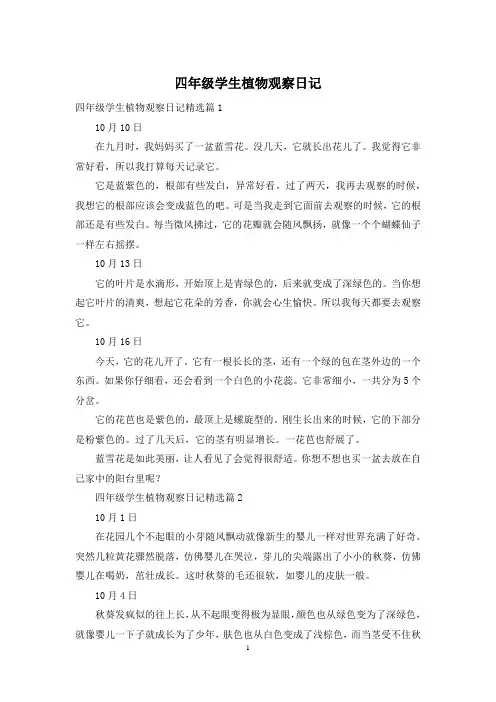 四年级学生植物观察日记