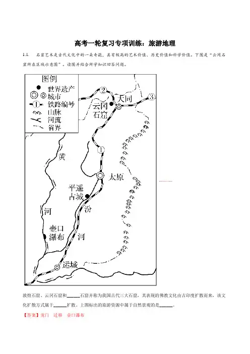 高考一轮复习专项训练：旅游地理(解析版)