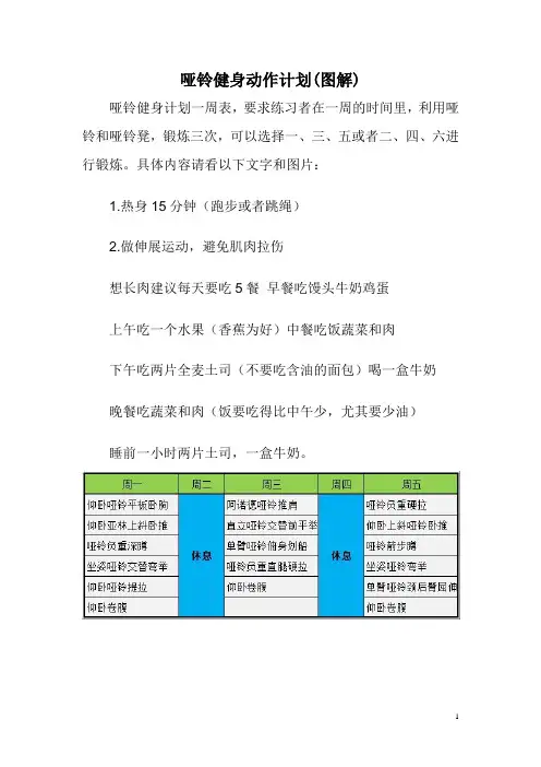 哑铃健身动作星期135计划(大图解)