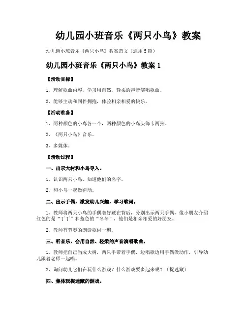 幼儿园小班音乐《两只小鸟》教案